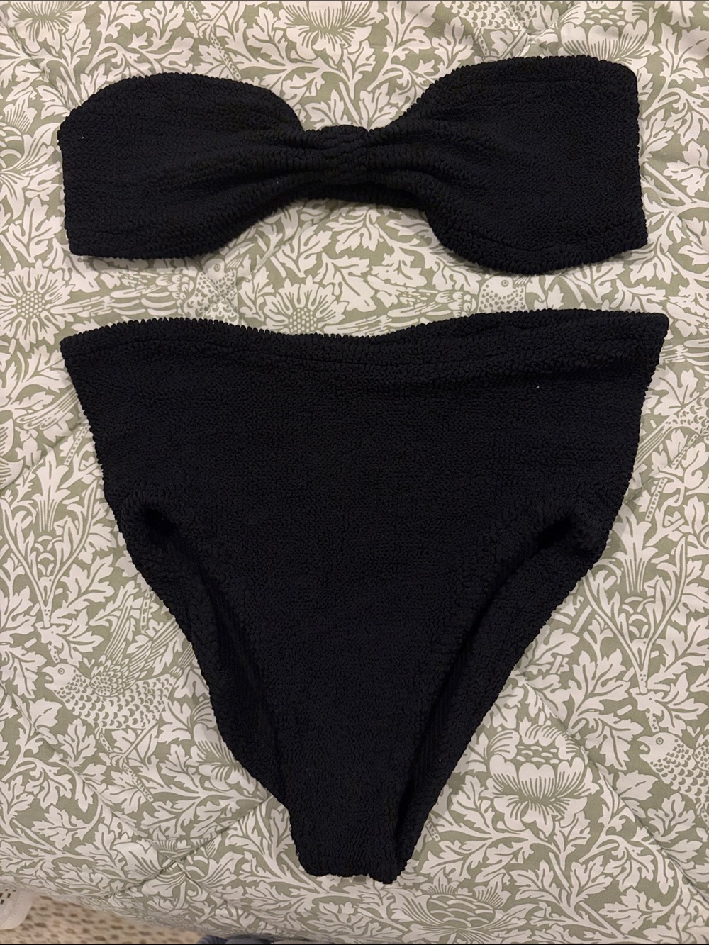 Hunza G Black Bandeau High-Waist Bikini Set